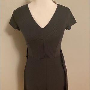 Dark gray v neck mini dress